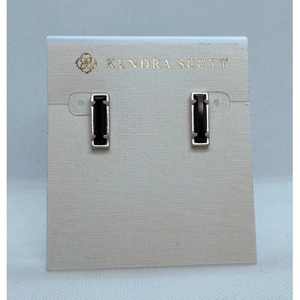 Kendra Scott Lady Matte Silver Stud Earrings In Black